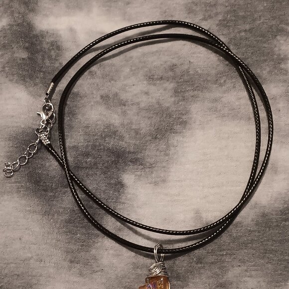 Handmade Tangerine Aura Quartz Crystal Necklace - Picture 4 of 4